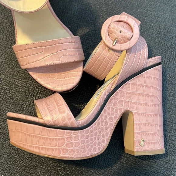 Jimmy Choo Aimee 125 pink blush wedges size 36.5/ 6.5 - Picture 8 of 9